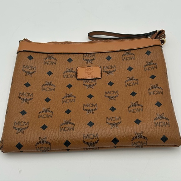 MCM Handbags - MCM Tan Monogram Wristlet